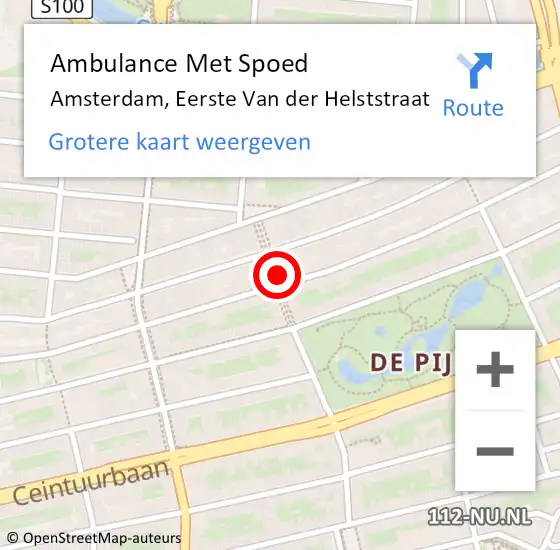 Locatie op kaart van de 112 melding: Ambulance Met Spoed Naar Amsterdam, Eerste Van der Helststraat op 15 oktober 2023 15:15