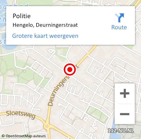Locatie op kaart van de 112 melding: Politie Hengelo, Deurningerstraat op 15 oktober 2023 16:07