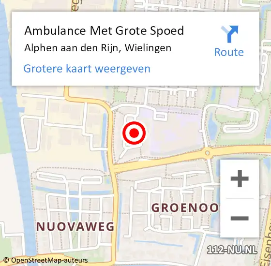 Locatie op kaart van de 112 melding: Ambulance Met Grote Spoed Naar Alphen aan den Rijn, Wielingen op 15 oktober 2023 18:20