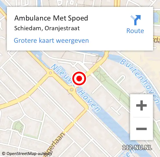 Locatie op kaart van de 112 melding: Ambulance Met Spoed Naar Schiedam, Oranjestraat op 15 oktober 2023 19:13
