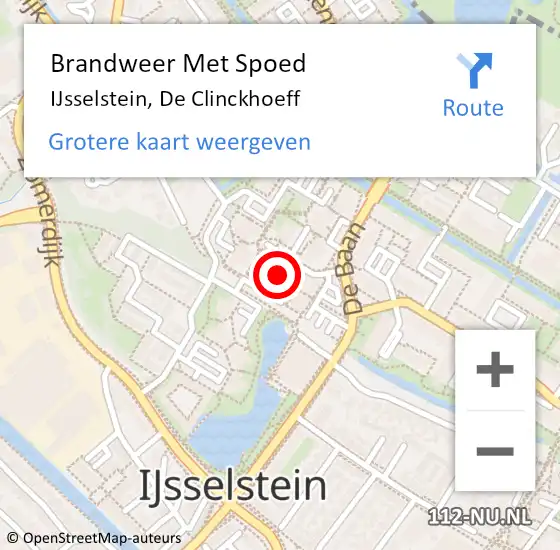 Locatie op kaart van de 112 melding: Brandweer Met Spoed Naar IJsselstein, De Clinckhoeff op 15 oktober 2023 20:02