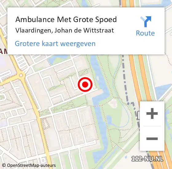Locatie op kaart van de 112 melding: Ambulance Met Grote Spoed Naar Vlaardingen, Johan de Wittstraat op 15 oktober 2023 22:33