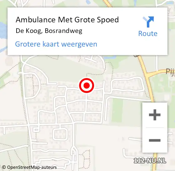 Locatie op kaart van de 112 melding: Ambulance Met Grote Spoed Naar De Koog, Bosrandweg op 15 oktober 2023 23:01
