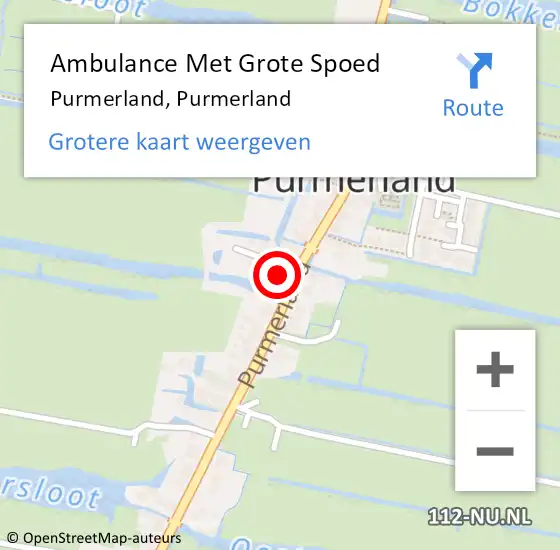 Locatie op kaart van de 112 melding: Ambulance Met Grote Spoed Naar Purmerland, Purmerland op 16 oktober 2023 01:52