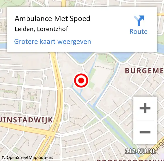 Locatie op kaart van de 112 melding: Ambulance Met Spoed Naar Leiden, Lorentzhof op 16 oktober 2023 03:27