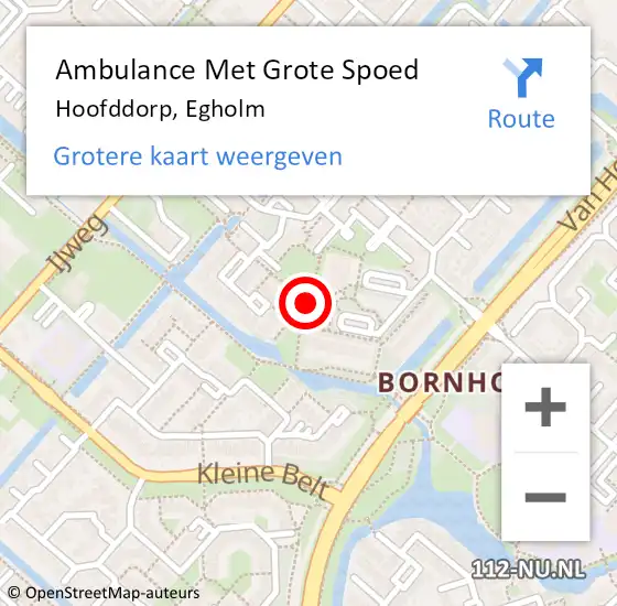 Locatie op kaart van de 112 melding: Ambulance Met Grote Spoed Naar Hoofddorp, Egholm op 16 oktober 2023 06:20