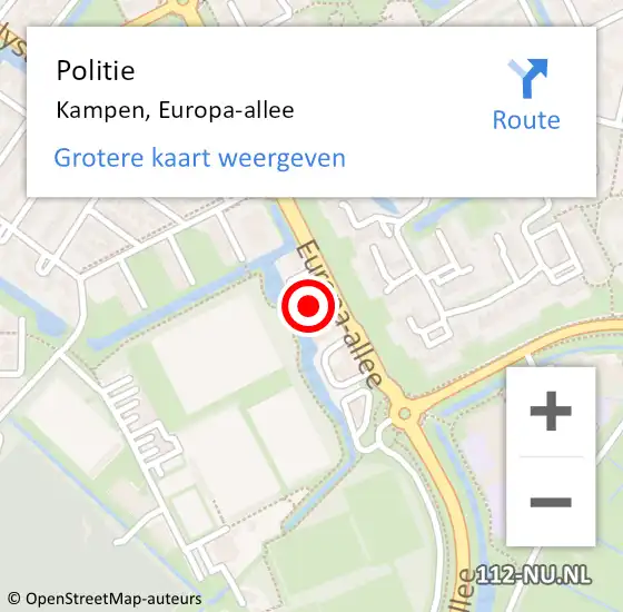 Locatie op kaart van de 112 melding: Politie Kampen, Europa-allee op 16 oktober 2023 08:09