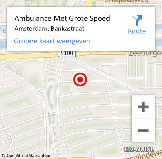 Locatie op kaart van de 112 melding: Ambulance Met Grote Spoed Naar Amsterdam, Bankastraat op 16 oktober 2023 08:31
