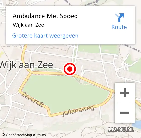 Locatie op kaart van de 112 melding: Ambulance Met Spoed Naar Wijk aan Zee op 16 oktober 2023 10:51