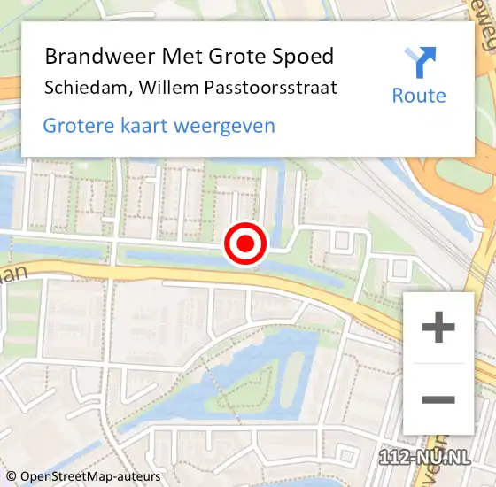 Locatie op kaart van de 112 melding: Brandweer Met Grote Spoed Naar Schiedam, Willem Passtoorsstraat op 16 oktober 2023 11:31