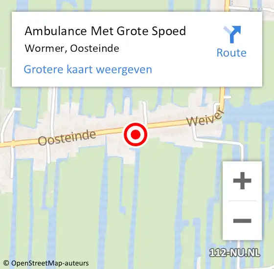 Locatie op kaart van de 112 melding: Ambulance Met Grote Spoed Naar Wormer, Oosteinde op 16 oktober 2023 11:43