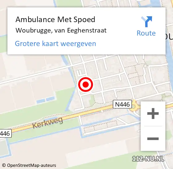 Locatie op kaart van de 112 melding: Ambulance Met Spoed Naar Woubrugge, van Eeghenstraat op 16 oktober 2023 13:15