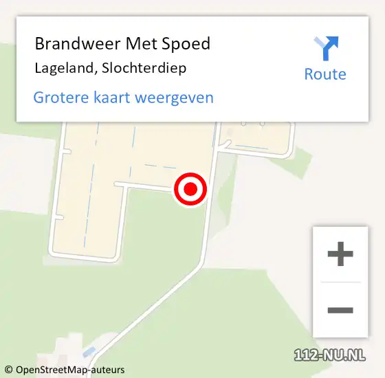 Locatie op kaart van de 112 melding: Brandweer Met Spoed Naar Lageland, Slochterdiep op 16 oktober 2023 13:28