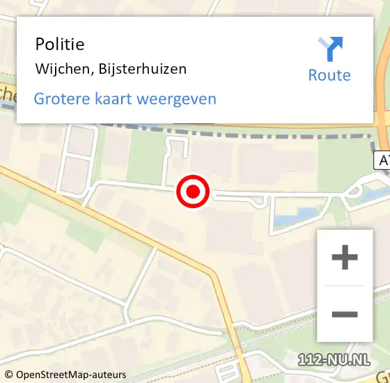 Locatie op kaart van de 112 melding: Politie Wijchen, Bijsterhuizen op 16 oktober 2023 15:41