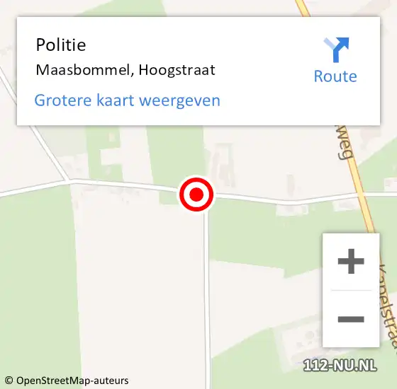 Locatie op kaart van de 112 melding: Politie Maasbommel, Hoogstraat op 16 oktober 2023 15:51