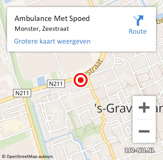 Locatie op kaart van de 112 melding: Ambulance Met Spoed Naar Monster, Zeestraat op 16 oktober 2023 19:17