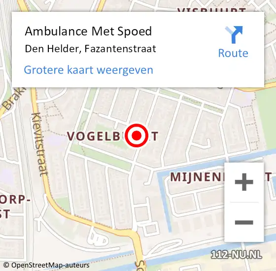 Locatie op kaart van de 112 melding: Ambulance Met Spoed Naar Den Helder, Fazantenstraat op 16 oktober 2023 20:55