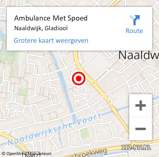 Locatie op kaart van de 112 melding: Ambulance Met Spoed Naar Naaldwijk, Gladiool op 17 oktober 2023 00:39