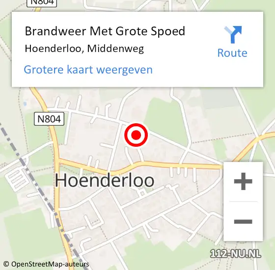 Locatie op kaart van de 112 melding: Brandweer Met Grote Spoed Naar Hoenderloo, Middenweg op 17 oktober 2023 04:46