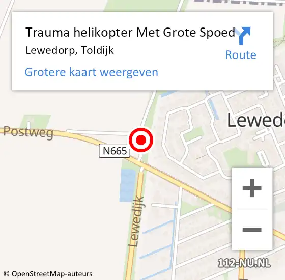 Locatie op kaart van de 112 melding: Trauma helikopter Met Grote Spoed Naar Lewedorp, Toldijk op 17 oktober 2023 07:19