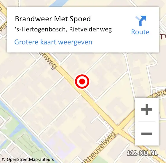Locatie op kaart van de 112 melding: Brandweer Met Spoed Naar 's-Hertogenbosch, Rietveldenweg op 17 oktober 2023 08:22