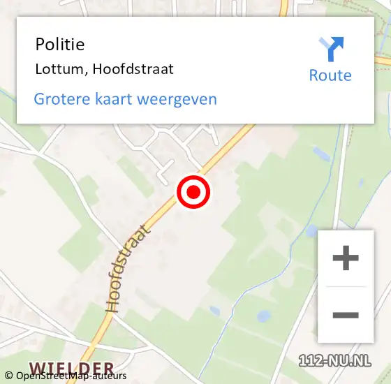 Locatie op kaart van de 112 melding: Politie Lottum, Hoofdstraat op 17 oktober 2023 08:28