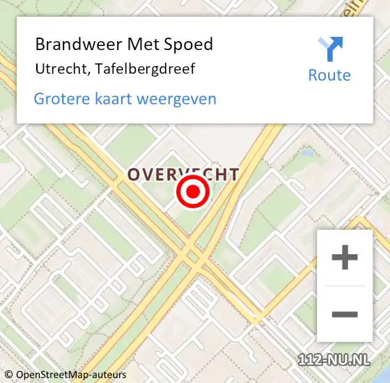 Locatie op kaart van de 112 melding: Brandweer Met Spoed Naar Utrecht, Tafelbergdreef op 17 oktober 2023 09:24