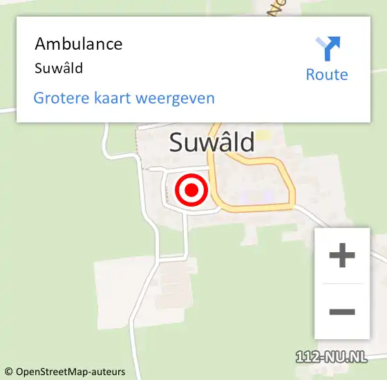 Locatie op kaart van de 112 melding: Ambulance Suwâld op 17 oktober 2023 09:49
