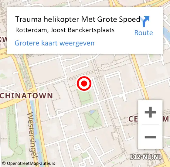 Locatie op kaart van de 112 melding: Trauma helikopter Met Grote Spoed Naar Rotterdam, Joost Banckertsplaats op 17 oktober 2023 10:05