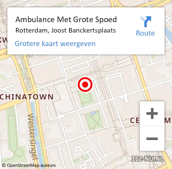 Locatie op kaart van de 112 melding: Ambulance Met Grote Spoed Naar Rotterdam, Joost Banckertsplaats op 17 oktober 2023 10:07