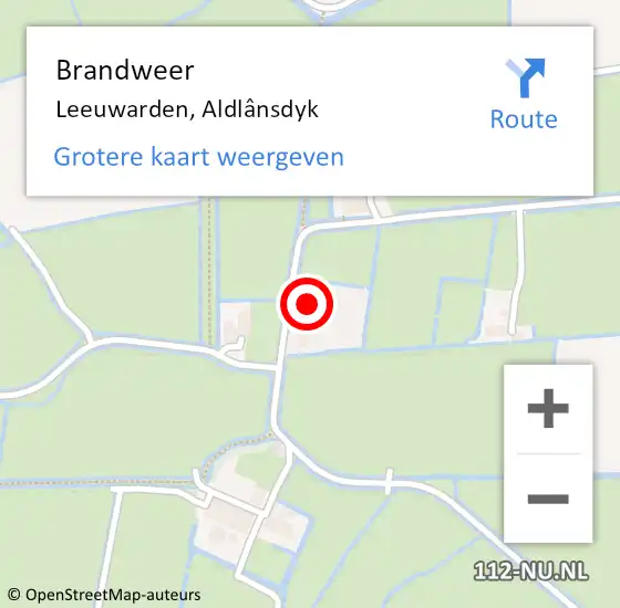 Locatie op kaart van de 112 melding: Brandweer Leeuwarden, Aldlânsdyk op 17 oktober 2023 11:12