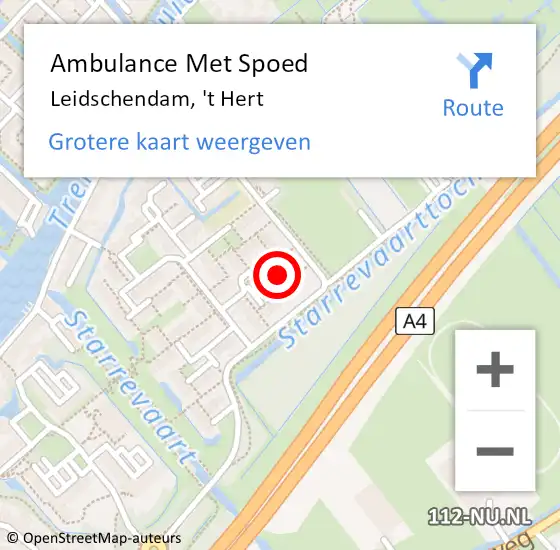 Locatie op kaart van de 112 melding: Ambulance Met Spoed Naar Leidschendam, 't Hert op 17 oktober 2023 11:17