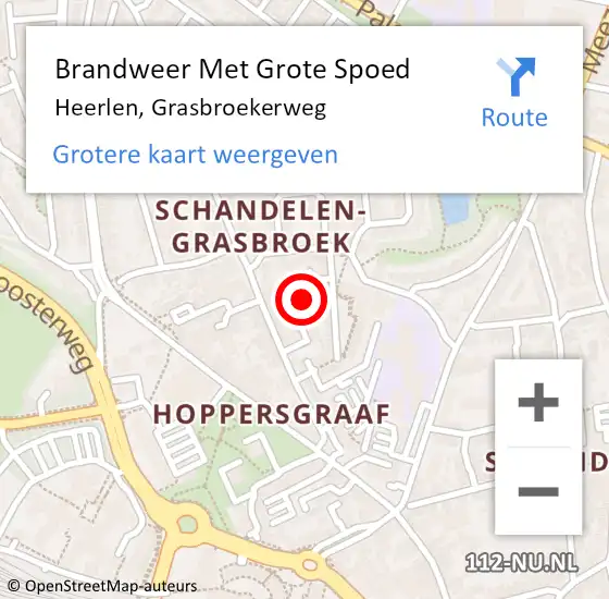 Locatie op kaart van de 112 melding: Brandweer Met Grote Spoed Naar Heerlen, Grasbroekerweg op 17 oktober 2023 12:58