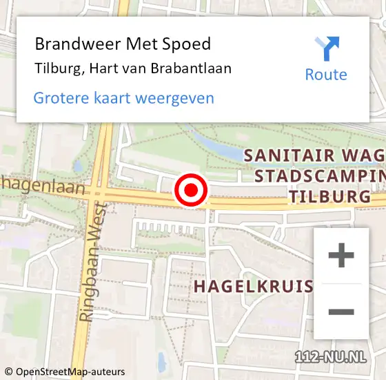 Locatie op kaart van de 112 melding: Brandweer Met Spoed Naar Tilburg, Hart van Brabantlaan op 17 oktober 2023 12:59