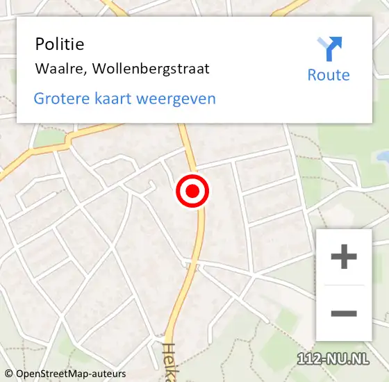 Locatie op kaart van de 112 melding: Politie Waalre, Wollenbergstraat op 17 oktober 2023 13:56