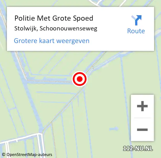 Locatie op kaart van de 112 melding: Politie Met Grote Spoed Naar Stolwijk, Schoonouwenseweg op 17 oktober 2023 14:05