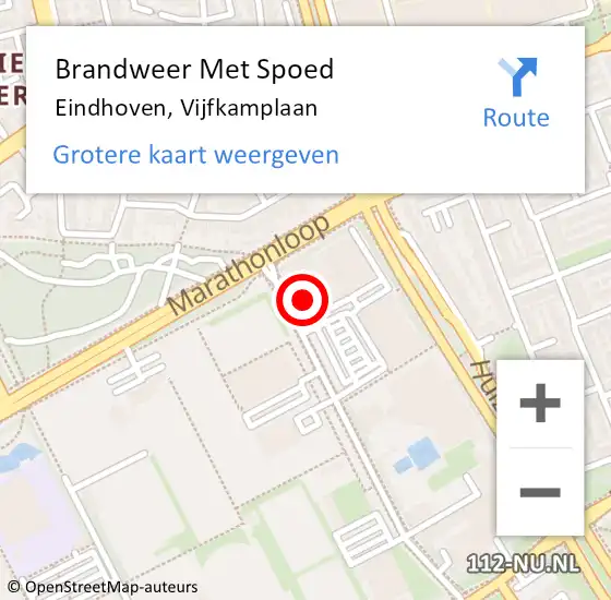 Locatie op kaart van de 112 melding: Brandweer Met Spoed Naar Eindhoven, Vijfkamplaan op 17 oktober 2023 14:57