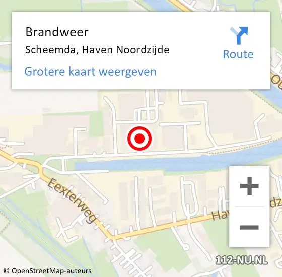 Locatie op kaart van de 112 melding: Brandweer Scheemda, Haven Noordzijde op 17 oktober 2023 15:22