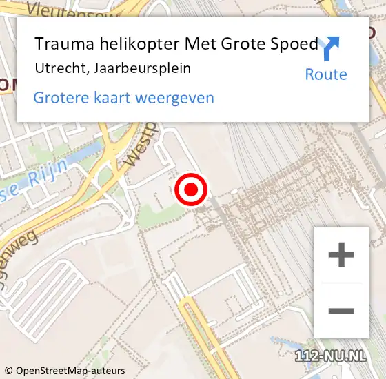 Locatie op kaart van de 112 melding: Trauma helikopter Met Grote Spoed Naar Utrecht, Jaarbeursplein op 17 oktober 2023 16:56