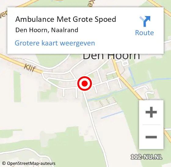 Locatie op kaart van de 112 melding: Ambulance Met Grote Spoed Naar Den Hoorn, Naalrand op 17 oktober 2023 17:55