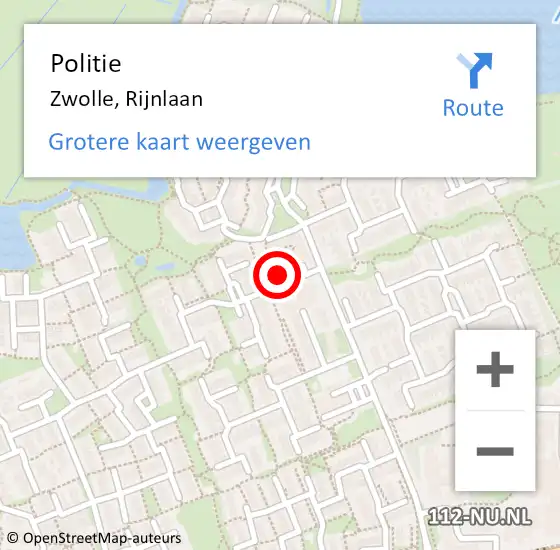Locatie op kaart van de 112 melding: Politie Zwolle, Rijnlaan op 17 oktober 2023 18:10