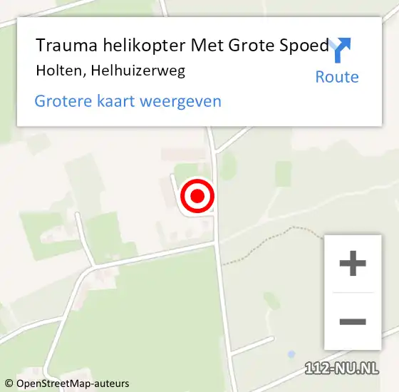 Locatie op kaart van de 112 melding: Trauma helikopter Met Grote Spoed Naar Holten, Helhuizerweg op 17 oktober 2023 18:46
