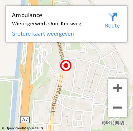 Locatie op kaart van de 112 melding: Ambulance Wieringerwerf, Oom Keesweg op 17 oktober 2023 18:47