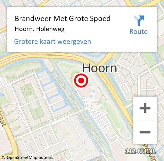 Locatie op kaart van de 112 melding: Brandweer Met Grote Spoed Naar Hoorn, Holenweg op 17 oktober 2023 19:55