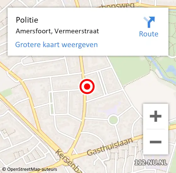 Locatie op kaart van de 112 melding: Politie Amersfoort, Vermeerstraat op 17 oktober 2023 20:37