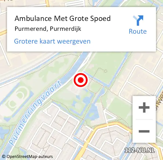 Locatie op kaart van de 112 melding: Ambulance Met Grote Spoed Naar Purmerend, Purmerdijk op 17 oktober 2023 21:38