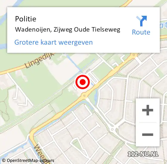 Locatie op kaart van de 112 melding: Politie Wadenoijen, Zijweg Oude Tielseweg op 17 oktober 2023 23:20
