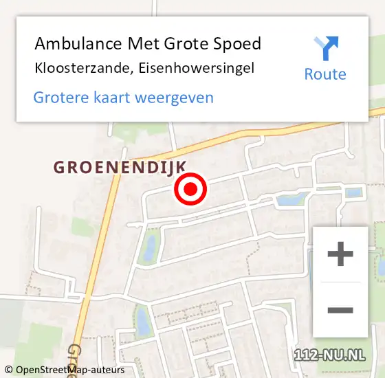 Locatie op kaart van de 112 melding: Ambulance Met Grote Spoed Naar Kloosterzande, Eisenhowersingel op 11 september 2014 23:09