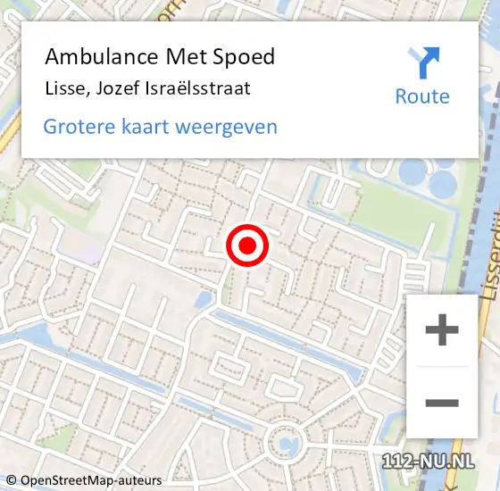 Locatie op kaart van de 112 melding: Ambulance Met Spoed Naar Lisse, Jozef Israëlsstraat op 18 oktober 2023 02:05