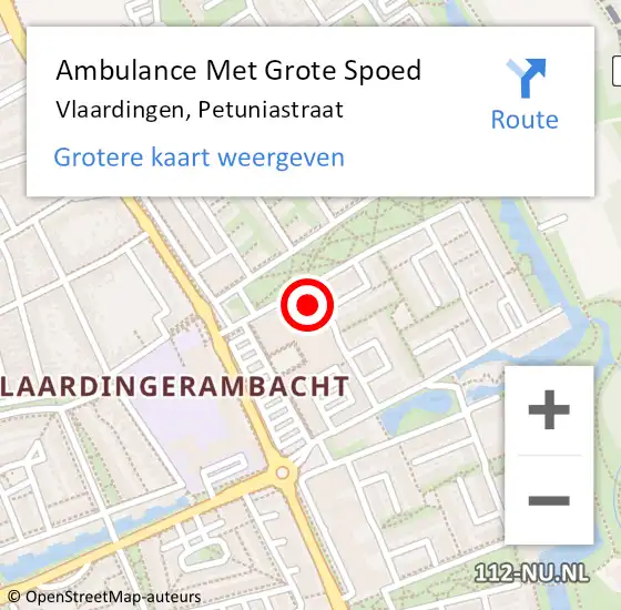 Locatie op kaart van de 112 melding: Ambulance Met Grote Spoed Naar Vlaardingen, Petuniastraat op 18 oktober 2023 07:01
